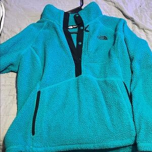The North Face Teal Pullover Sherpa Fleece Hoodie